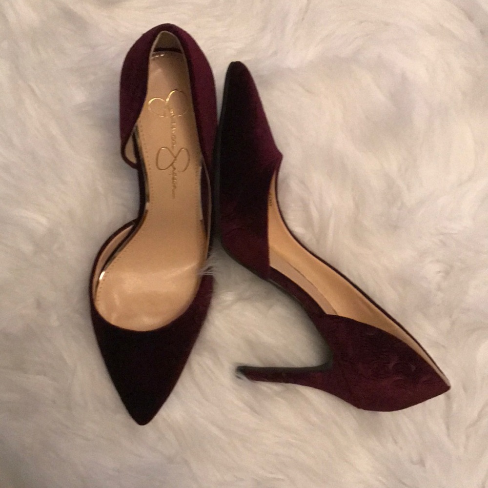 Jessica Simpson Burgundy Velvet Heels - Picture 3 of 5